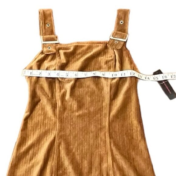 NWT No Boundaries Junior’s Camel Color Bodycon Suspenders Dress, Size S - Picture 4 of 8